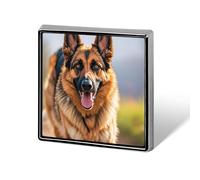 Square German Shepherd Dog Brooch Classic Mini Pin 0.7 Inch Aluminum Alloy Lapel Pin Personalized Button Badge for Backpack Hat Suit Jacket Clothing Decoration