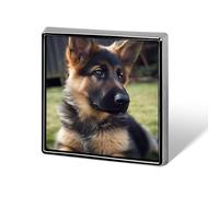 Square German Shepherd Puppy Brooch Classic Mini Pin 0.7 Inch Aluminum Alloy Lapel Pin Personalized Button Badge for Backpack Hat Suit Jacket Clothing Decoration