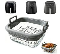 Square Glass Air Fryer Liners for Ninja AF140UK, and Other 4-4.7L Air Fryer | Glass Baking Tray for Ninja AF140UK 4.7L/PHILIPS NA229 4.2L/Russell Hobbs4-4.3L,Non-Scratch Air Fryer Accessories BPA-Free