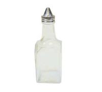 Square Glass Clear Oil/Vinegar Bottle S/S Lid 17 ach)