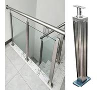 Square Glass Fence Baluster for Indoor Outdoor Guardrails, Railing Glass Panels Post, Stair Railing Balustrade Posts, 304 Stainless Steel, Weather-Resistant,Silver Corner,85cm/33.4in