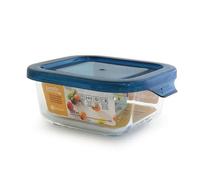 Square Glass Food Storage Containers with Hermetic Lids - BPA-Free, Clear, Stackable - For Fridge, Freezer, Oven & Microwave Use - Ideal for Spices, Grains, Meals - 320ml & 800ml Sizes (320ml)