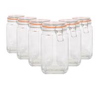 Square Glass Jars with Clip-Top Lids - 1.25L - Pack of 6 Argon Tableware Clear One Size