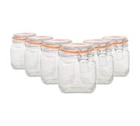 Argon Tableware 760ml Square Glass Jars with Clip-top Lids - 6pc Airtight Kitchen Mason Jar Food Storage Preserving Container for Pickling, Chutney, Jam, Coffee, Oats