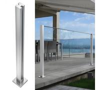 Square Glass Railing Kit, Stainless Steel Stair Divider for Outdoor Use, 80CM High End Column, and Stylish, Perfect for Decks and Balconies