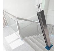 Square Glass Railing Post - 304 Stainless Steel Stair Banister, 90cm Height, C-Edge Design, Durable Indoor Fence Railing for Hallways and Stairs, Modern Glass Safety Solution