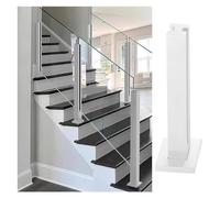 Square Glass Railing Post for 10mm 12mm Thick Panels, Black White Stainless-Steel Glass Banister Railing Kit, Fencing Pole For Steps, Balconies, Staircases, Decks, Patio Stairs ( Color : White-Mid Pos