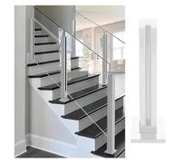 Square Glass Railing Post for 10mm 12mm Thick Panels, Black White Stainless-Steel Glass Banister Railing Kit, Fencing Pole For Steps, Balconies, Staircases, Decks, Patio Stairs ( Color : White-End Pos