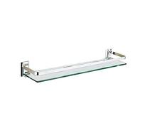 Square Glass Shelf for Bathroom 40cm Single Tier Shower Shelf with Rail Front Mirror Design Stylish and Durable Home Storage Solution.