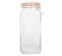 Argon Tableware Square Glass Jars With Clip-Top Lids - 2L - Pack Of 6