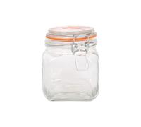 Argon Tableware Square Glass Jars With Clip-Top Lids - 760Ml - Pack Of 3