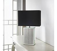 Square Glitter Mirror Table Lamp - Black