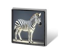 Square Glowing Zebra Brooch Classic Mini Pin 0.7 Inch Aluminum Alloy Lapel Pin Personalized Button Badge for Backpack Hat Suit Jacket Clothing Decoration