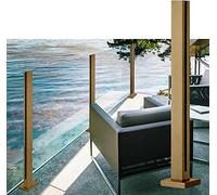 Square Gold Glass Railing Post - 304 Stainless Steel for Deck, Pool, Balcony & Garden - Adjustable Height 60-150cm, Deep Coffee Finish, Stylish & Durable Safety Solution