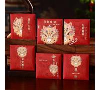 Square Gold Stamping Red Envelope,2026 Year of The Horse Hong Bao, Red Pocket Envelope, for Party Chinese Lunar Year(Style 5)