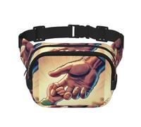 Square Grandparents-Love Double-Layer Sport Fanny Pack Waist Pack Large Crossbody Waist Bag for Running Travel Walking
