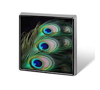 Square Green Peacock Feather Brooch Classic Mini Pin 0.7 Inch Aluminum Alloy Lapel Pin Personalized Button Badge for Backpack Hat Suit Jacket Clothing Decoration
