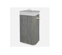 Square Grey Bamboo Laundry Washing Cloth Storage Hamper Basket