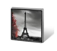 Square Grey Paris Eiffel Tower Brooch Classic Mini Pin 0.7 Inch Aluminum Alloy Lapel Pin Personalized Button Badge for Backpack Hat Suit Jacket Clothing Decoration