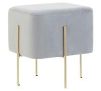 Square Grey Velvet Accent Stool With Gold Legs, Velvet Upholstered Stool, Contemporary Pouffe For Vanity Interiors by Premier Grey One Size
