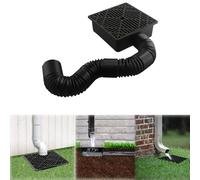 Square Gutter Downspout Extensions, 9"×9" No Dig French Drain Low Profile Catch Basin Drain Kit Downspout Extender Underground Downspout Drain Kit, Flexible Pipe Extension to 5ft