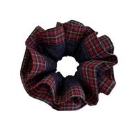 Square Hair Scrunchie 1pc Red Plaid Denim Double-layer Scrunchie, Extra-large Bun Hairstyle Hair Tie, Accessory(Shape1)