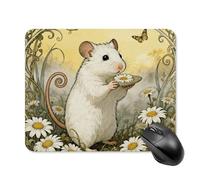 Square Hamster Daisy Meadow Mouse Pad Non-Slip Rubber Small Cute Mouse Pad Mini Travel Gaming Mousepad Washable Funny Computer Mat Waterproof for Laptop Office Home Men Women