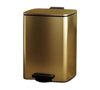 Square Hands-Free Trash Can 20L Thickened Stainless Steel Step Bin with Inner Bucket and Soft-Close Lid for Kitchen Bathroom Living Room - Gold Finish