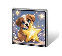 Square Happy Little Dog Brooch Classic Mini Pin 0.7 Inch Aluminum Alloy Lapel Pin Personalized Button Badge for Backpack Hat Suit Jacket Clothing Decoration