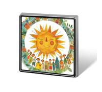 Square Happy Smiling Sun Brooch Classic Mini Pin 0.7 Inch Aluminum Alloy Lapel Pin Personalized Button Badge for Backpack Hat Suit Jacket Clothing Decoration