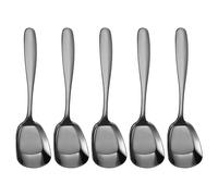 Square Head Spoons - Pack of 5 (304 Stainless Steel) Thickened Flat Design | Cutlery for Dinner, Dessert Spoons, Watermelon Rice Eating and Daily Kitchen Use