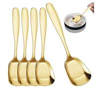 Square Head Stainless Steel Serving Spoons - Soup Spoons | Long Handle Mixing Stirring Ice Tea Thick Coffee Teaspoons for Household Use