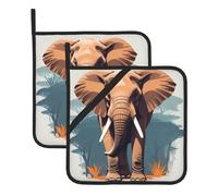 Square Heatproof Pot Mat Set of 2 HJFCZH African Wild Animals Elephant Picture Thick Heat Insulation For Kitchen Countertops Dishwashing