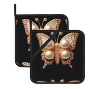 Square Heatproof Pot Mat Set of 2 HJFCZH Butterfly Brooch Prints Thick Heat Insulation For Kitchen Countertops Dishwashing