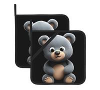 Square Heatproof Pot Mat Set of 2 HJFCZH Cute little grizzly bear Prints Thick Heat Insulation For Kitchen Countertops Dishwashing
