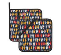 Square Heatproof Pot Mat Set of 2 HJFCZH sign language alphabet Printed Thick Heat Insulation For Kitchen Countertops Dishwashing