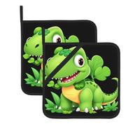 Square Heatproof Pot Mat Set of 2 WHJDPP Clover Dinosaur Pattern Thick Heat Insulation For Kitchen Countertops Dishwashing