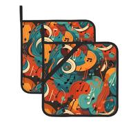 Square Heatproof Pot Mat Set of 2 WHJSSF music note print Printing Thick Heat Insulation For Kitchen Countertops Dishwashing