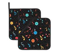Square Heatproof Pot Mat Set of 2 WHJSSF polka dot music note Printing Thick Heat Insulation For Kitchen Countertops Dishwashing
