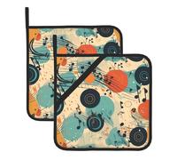 Square Heatproof Pot Mat Set of 2 WHJSSF vintage music note Printing Thick Heat Insulation For Kitchen Countertops Dishwashing