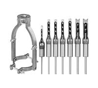 Square Hole Drill Bit Adapter Kit, HSS Woodworking Morstising Chisel Bit with Adapter Wood Mortising Attachment Mortiser Chisel Set for Mortise Machine (1/4, 5/16, 3/8, 2/5, 1/2, 9/16, 5/8")
