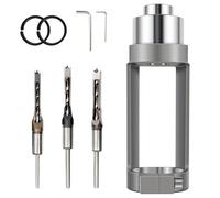 Square Hole Drill Bit Adapter, Woodworking Mortise Square Drill Bit Adapter with 3 Drill Bit Portable Drill Press Drill Mortising Attachment for Construction Installation