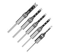 Square Hole Drill Bit, HSS Woodworking Square Mortise Drill Bit Wood Mortising Chisel Set 1/4 5/16 3/8 2/5 1/2 9/16 5/8inch7pcs(5PC: 1/4)