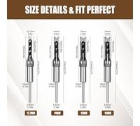 Square Hole Drill Bit, HSS Woodworking Square Mortise Drill Bit Wood Mortising Chisel Set 1/4 5/16 3/8 2/5 1/2 9/16 5/8inch7pcs(4PC:1/2)