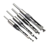 Square Hole Drill Bit Sets, Woodworking HSS Wood Mortising Chisel Countersink Bits Hole Mortise Drill Bit Set for Carpenter, 6.4mm/8mm/9.5mm/10mm/11mm/12.7mm/14mm/16mm (4PCS)