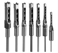 Square Hole Drill Bit, Steel Hardness Sharp Durable Mortising Chisel Set 1/2-Inch, 1/4-Inch, 3/4inch, 3/8-Inch, 5/8-Inch, 5/16-Inch, 9/16-Inch Woodworking Mortiser Drill Bit-7pcs
