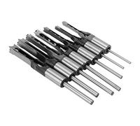Square Hole Mortise Drill Bit Set， 7pcs 1/4 to 1/2 45 Steel Mortising Drilling Woodworking Tools