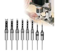 Square Hole Mortise Drill Bit Set， HSS Woodworking Wood Mortising Chisel Set 1/4 5/16 3/8 2/5 1/2 9/16 5/8inch7pcs(4/5)(8PC: 7/30)