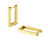 Square Hoop Earrings for Women, 14K Gold Plated Rectangle Huggies, Lightweight Everyday Jewelry, Hypoallergenic for Sensitive Ears