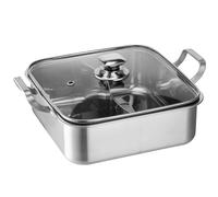 Square Hot Pot, Hot Pot with Divider, Large Dual-Flavor Hotpot for Family Dinners, Party, for Induction Cooktop Gas Stove(28cm)